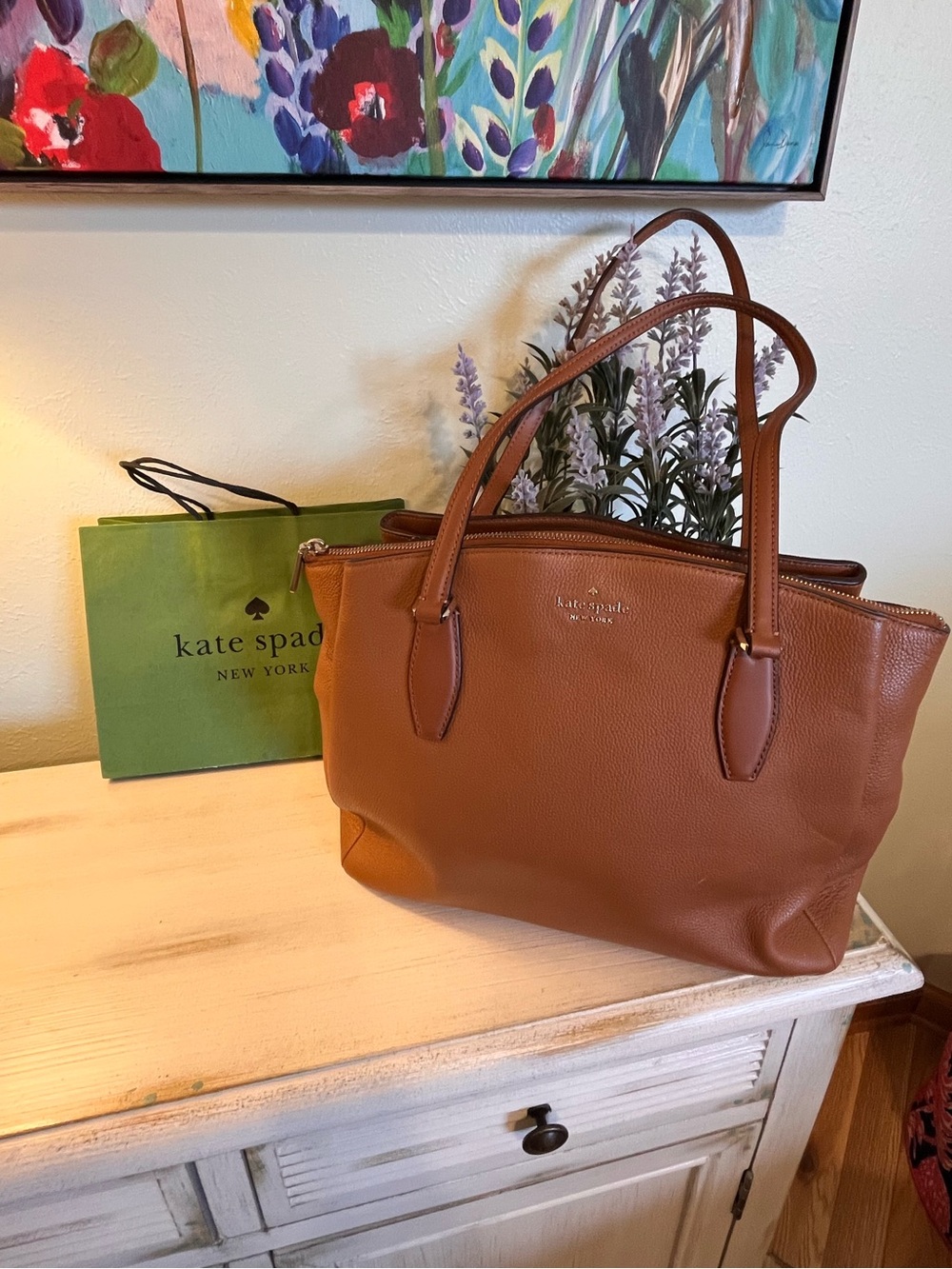 Kate Spade Monet Large Triple Compartment Tote “Warm Gingerbread” Brown NWOT